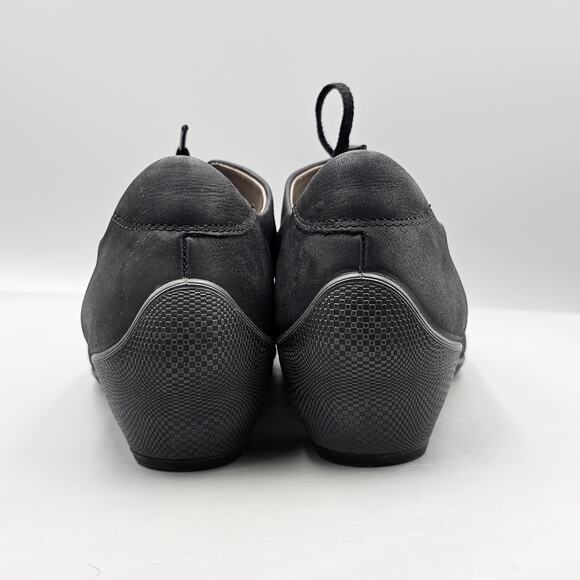 Ecco Womens Size 37 EU 6 US EUC Sculptured Black Nubuck Lace Up Mary Janes Shoes - Picture 4 of 8